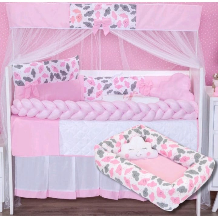 Kit De Berço 11 Peças + Ninho Redutor Quadrado Menina/Menino Completo em Oferta na Shopee
