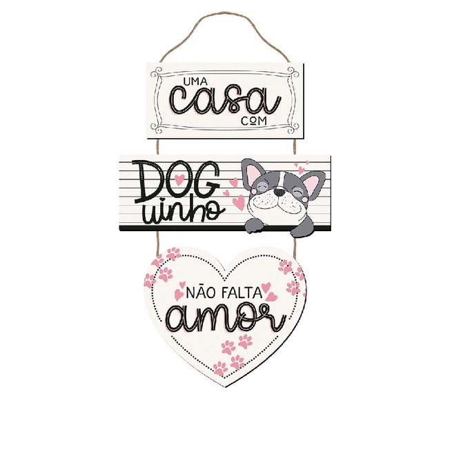 Placa Decorativa - Pet - Uma casa com Doguinho não falta Amor em Oferta na Shopee
