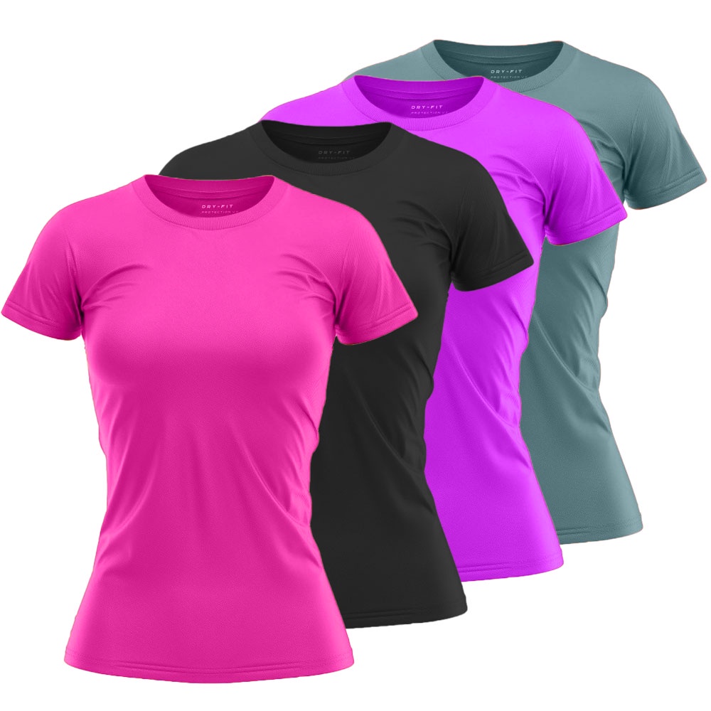Kit 3 Camiseta Dry Fit Feminina Academia Corrida Esporte Casual