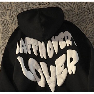Casaco Moletom Americano de Alta Rua Amor Lover Solto Versátil Moda!