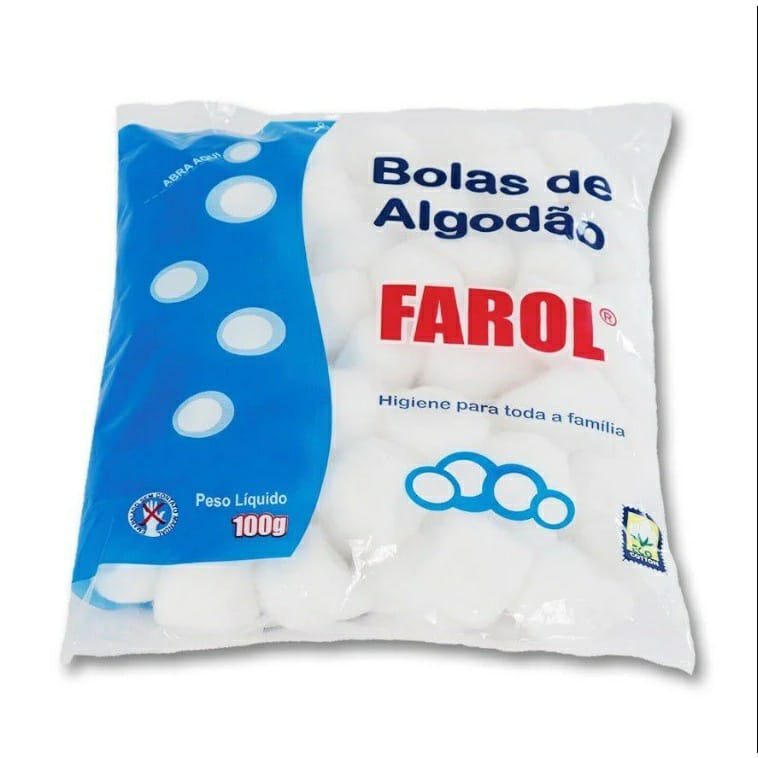 Bolas de Algodão Branco 100g Estética Saúde Algodão Bola