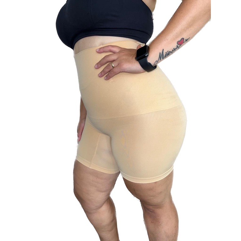 Cinta Shorts PLUS SIZE  Segunda Pele Modeladora 4 Barbatanas de AÇO em Oferta na Shopee