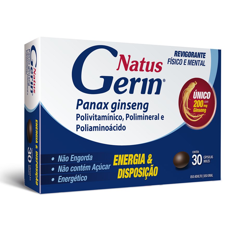 Natus Gerin com 30 Capsulas Energia e Disposição, Revigorante fisico e mental polivitaminco e mineral