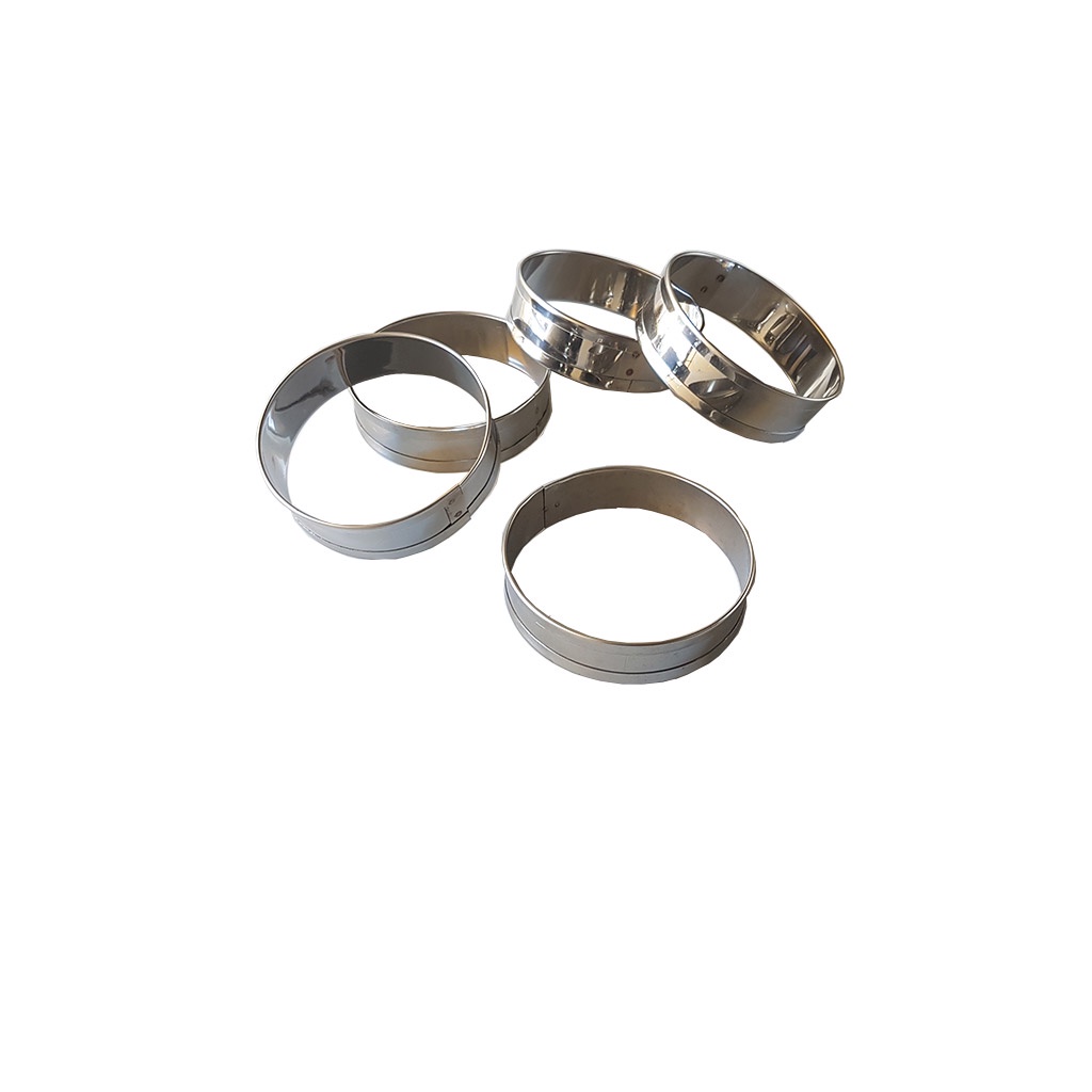 Aro Inox Modelador Pão de Hambúrguer 9x2 Cm - Kit 14 Peças