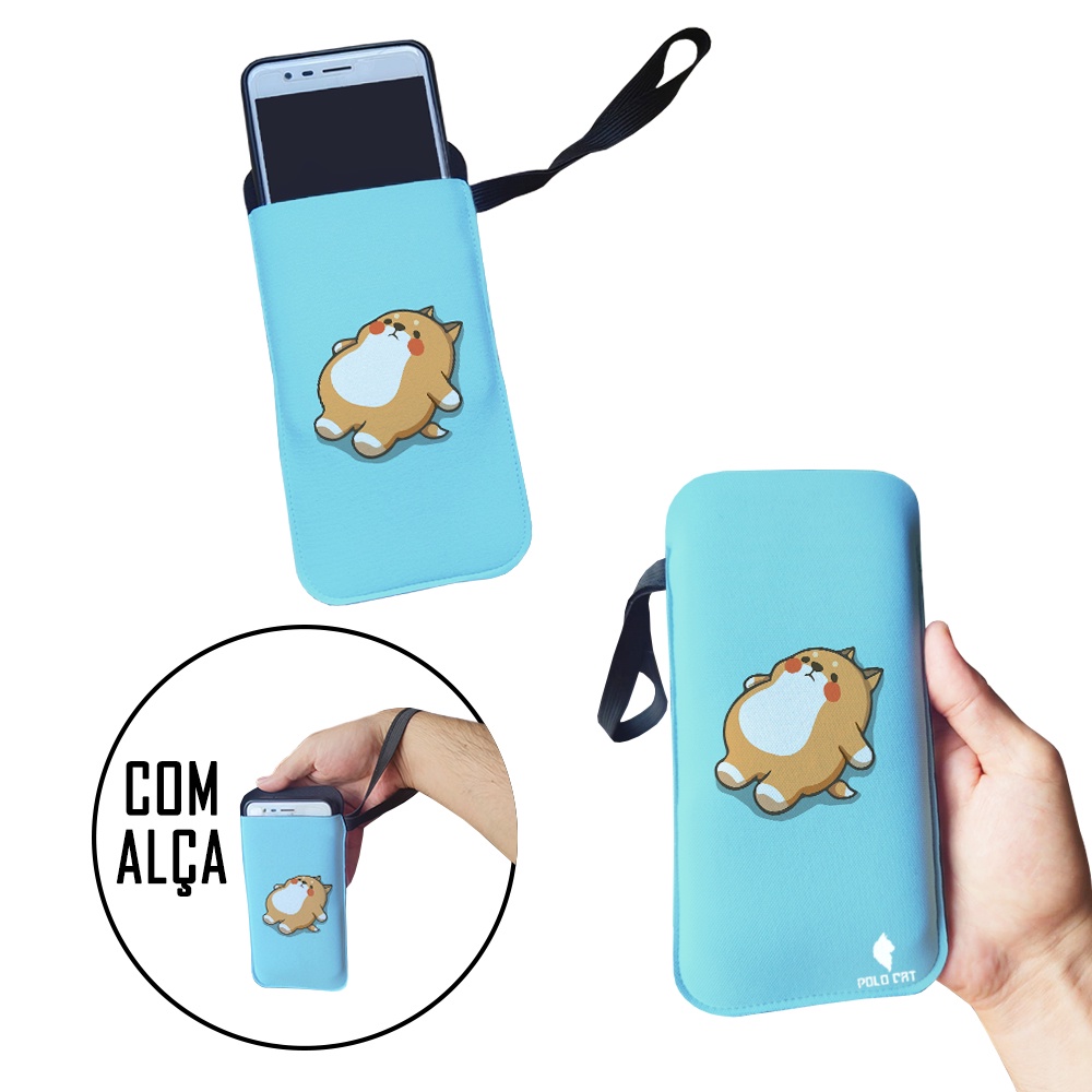 Capinha Celular Case Proteção Neoprene Universal compátivel com todas as marcas Gato Pensando na Vida