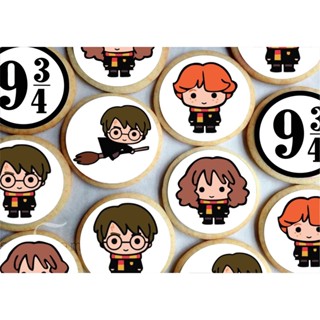 Papel arroz CORTADO para Pirulito de Isomalt ou Cupcake ou Bolacha ou Chocolate 5cm com 20 imagens por folha - Tema Harry Potter