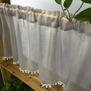 Cortina Para Pia Voil Linho Flame 2,80x0,80 Decoração Cozinha Com Detalhe
