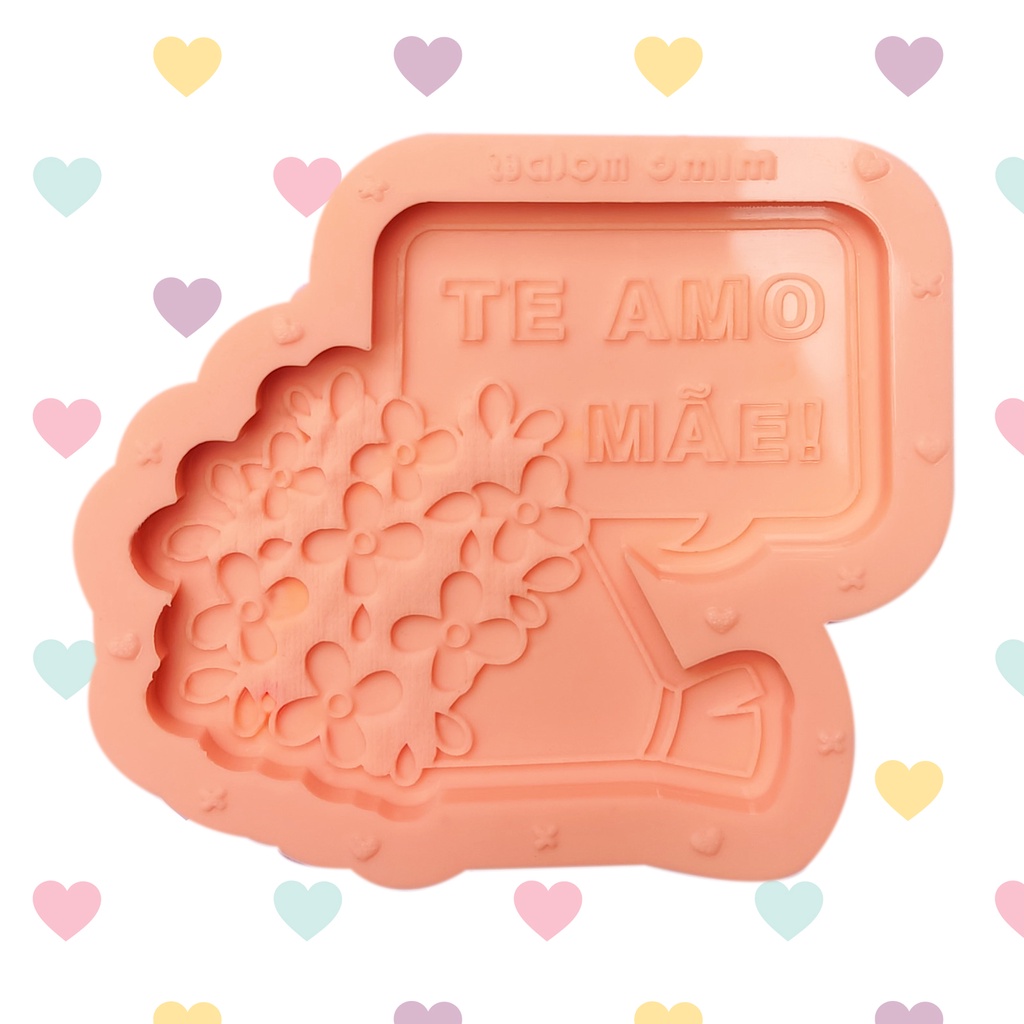 Molde Tag Plaquinha Buque "Te Amo Mãe" - 6cm - Dia das Mães - Coleção Mãezinha
