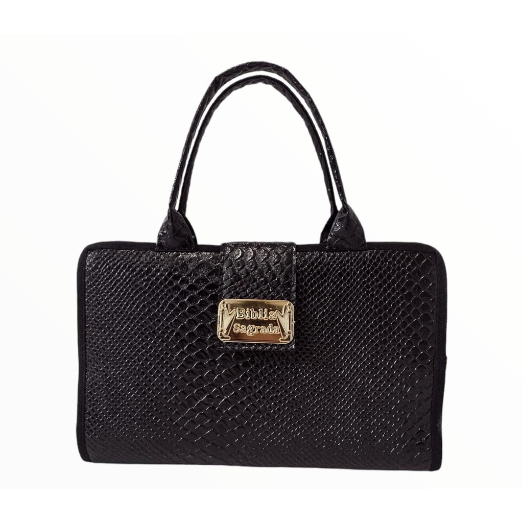 Capa para Bíblia Média - Estilo Bolsa com Alça - Preta: Croco, com Glitter e Lisa | Numero 11 em Oferta na Shopee