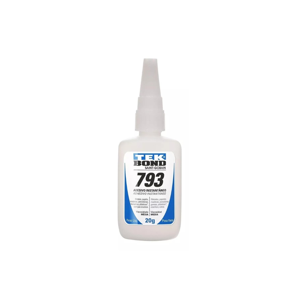 kit c/5 Cola Instantânea 793 20g Tek Bond Acrigel Postiça Antientupimento/cola tek bond 793