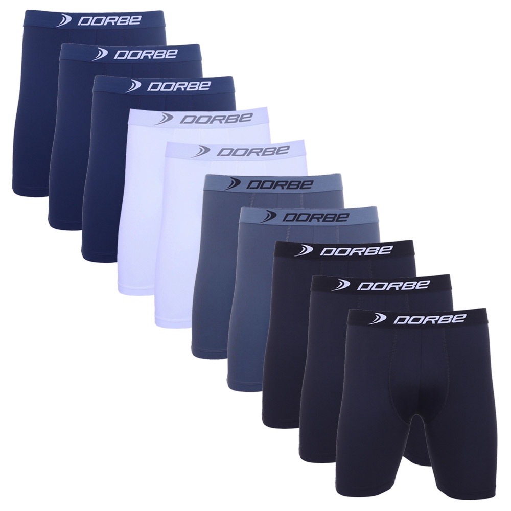 Kit 10 Cuecas Long Leg Algodão Dorbe Não Enrola Original Masculina Cueca Longa Cotton Boxer Box Masculino Ciclista Adulto Comprida