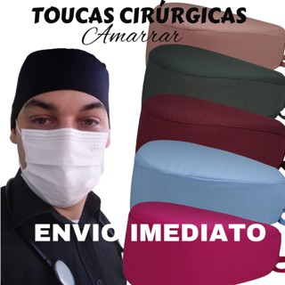 Touca Cirúrgica Gorro Bandana Enfermagem Cozinha Odontologia Lisas Amarrar