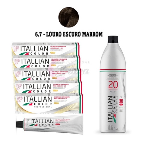 Kit 5 Tinta De Cabelo 6.7 Profissional Itallian Color + Ox20