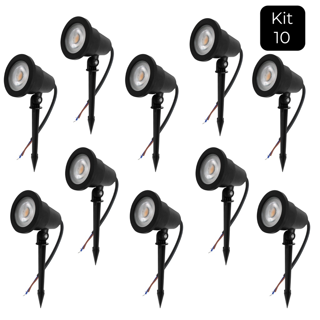 Kit 10 Luminária Espeto Jardim Luz Led 7w Prova D'água IP65 Externo Iluminação Focal em Oferta na Shopee