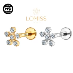 Piercing Helix, Tragus, Conch, Nariz, Boca-Medusa Labret TitÂnio G23 ZircÔnia Flor Pvd《Lomiss piercing》