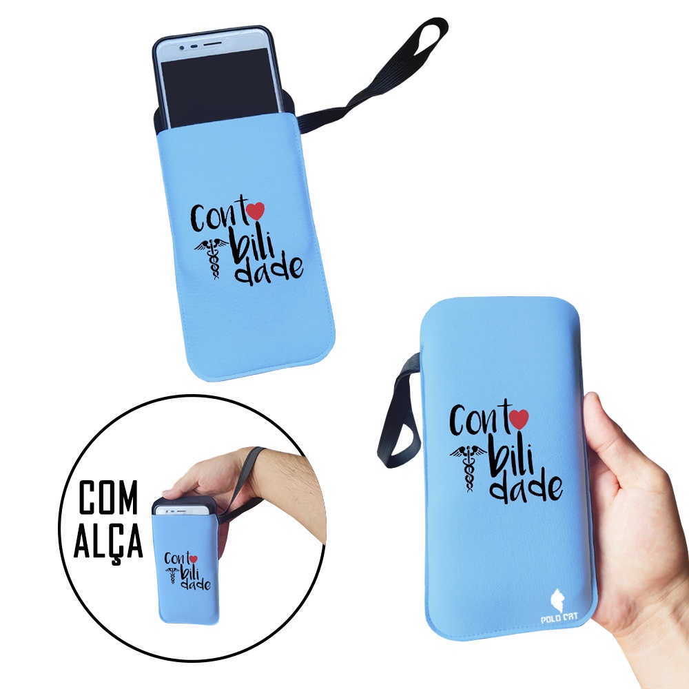 Capinha Celular Case Proteção Neoprene Universal compátivel com todas as marcas Contabilidade Azul