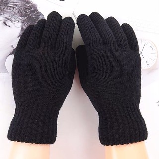 Luva De Lã Frio Inverno Adulto Preta Feminina Masculina Mãos