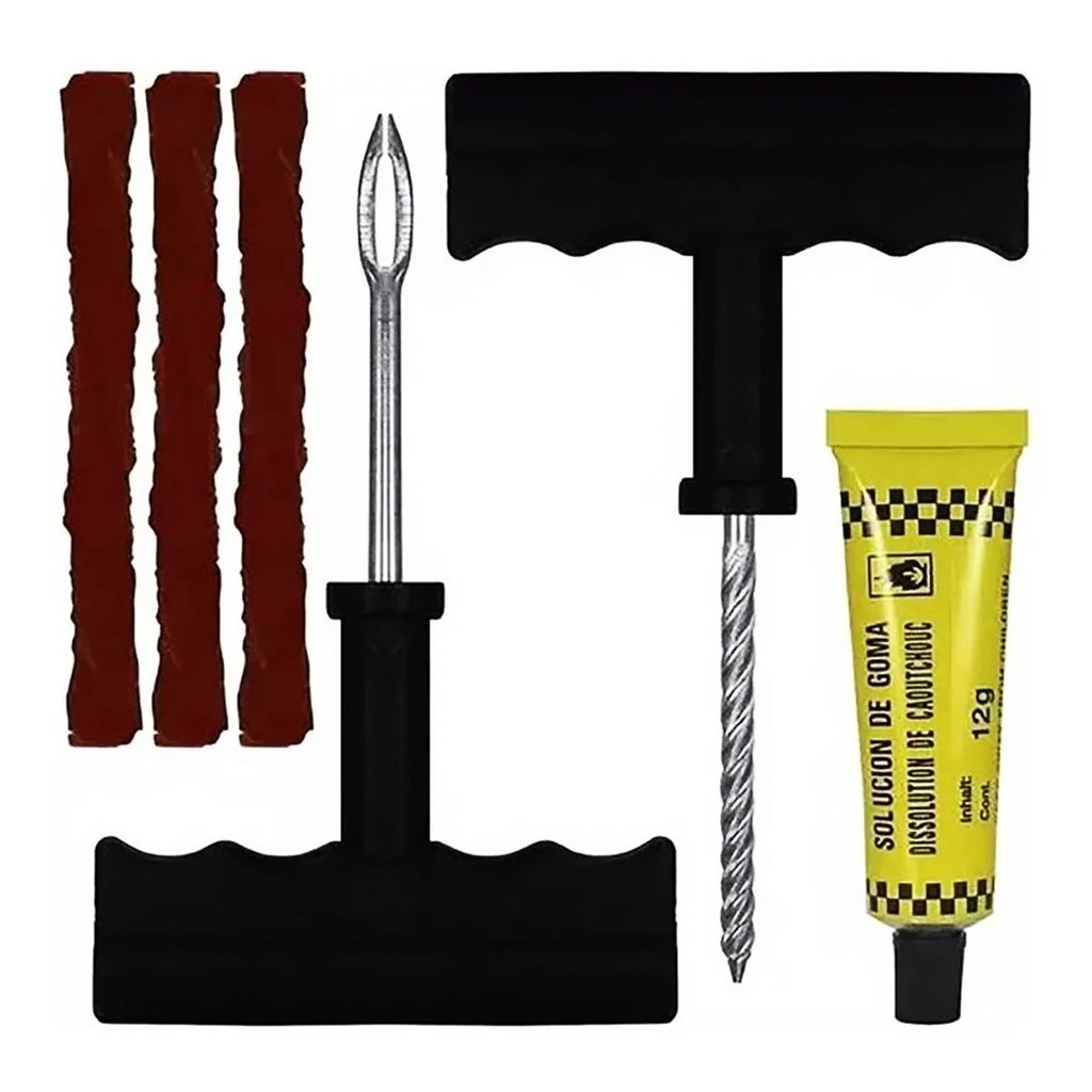 Kit Reparo Remendo De Pneu Moto Carro Sem Câmera Macarrão Pneu 3 Refis