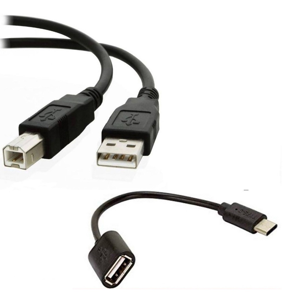 Adaptador De Impressora Para Celular Tipo C Kit Otg Usb Tipo C + Cabo Impressão Smathphone