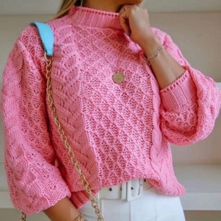 Blusa trico trançada macio