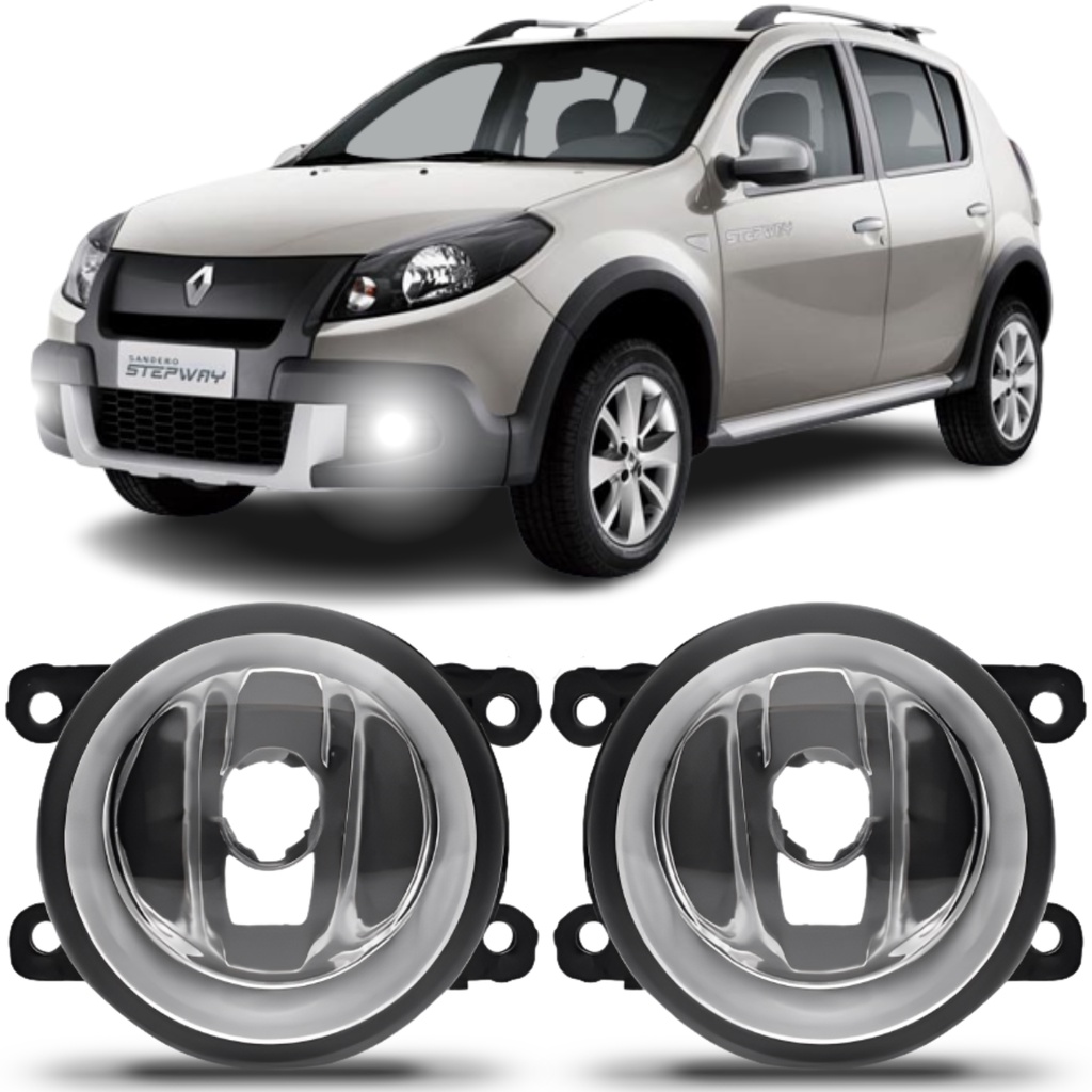 Par Farol Milha Sandero Stepway 2008 2009 2010 2011 2012 2013 2014 2015 2016 em Oferta na Shopee