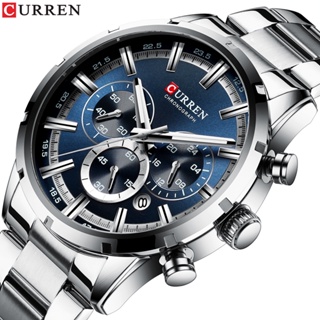 CURREN Mens watches Luxury New Stainless Steel Band Casual Fashion Quartz Waterproof 8355X em Oferta na Shopee
