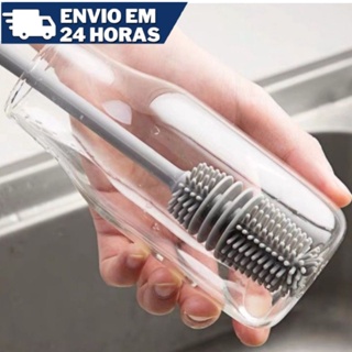 Escova De Lavar Garrafa Mamadeira Copo Taça Silicone Limpa Copo Garrafa Silicone Escova Multiuso Limpa Copo Garrafa em Oferta na Shopee
