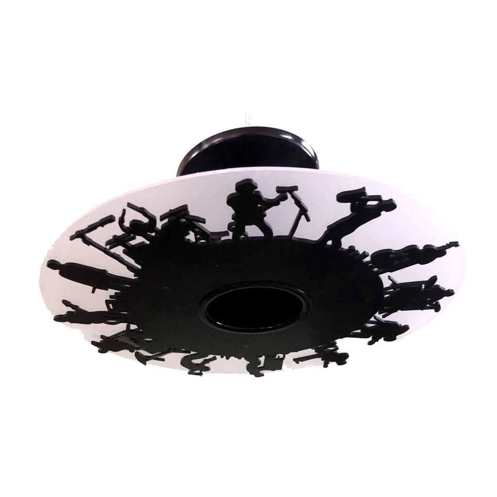 Lustre Plafon Acrílico Musical Rock Banda Preto Branco LED Violão Guitarra Bateria Baixo Estúdio