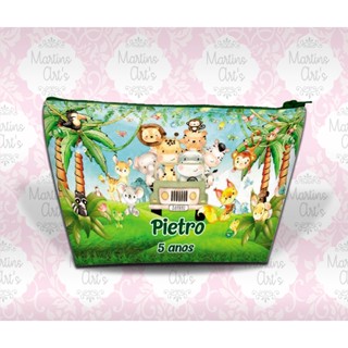 Kit 5 unidades Necessaire Personalizada Festas Lembrancinhas tema Safari