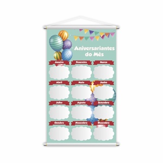 Banner Aniversariantes do Mês Escolar Pedagógico Didático Escolar para Sala de Aula em Oferta na Shopee