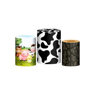 Trio Capa de Cilindro Tema Fazendinha em Tecido 3d Sublimado Veste Fácil com Elástico