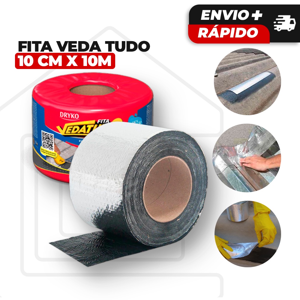 Fita Multiuso Manta Asfaltica Adesiva para Reparos Rufo Calha Telhado ...
