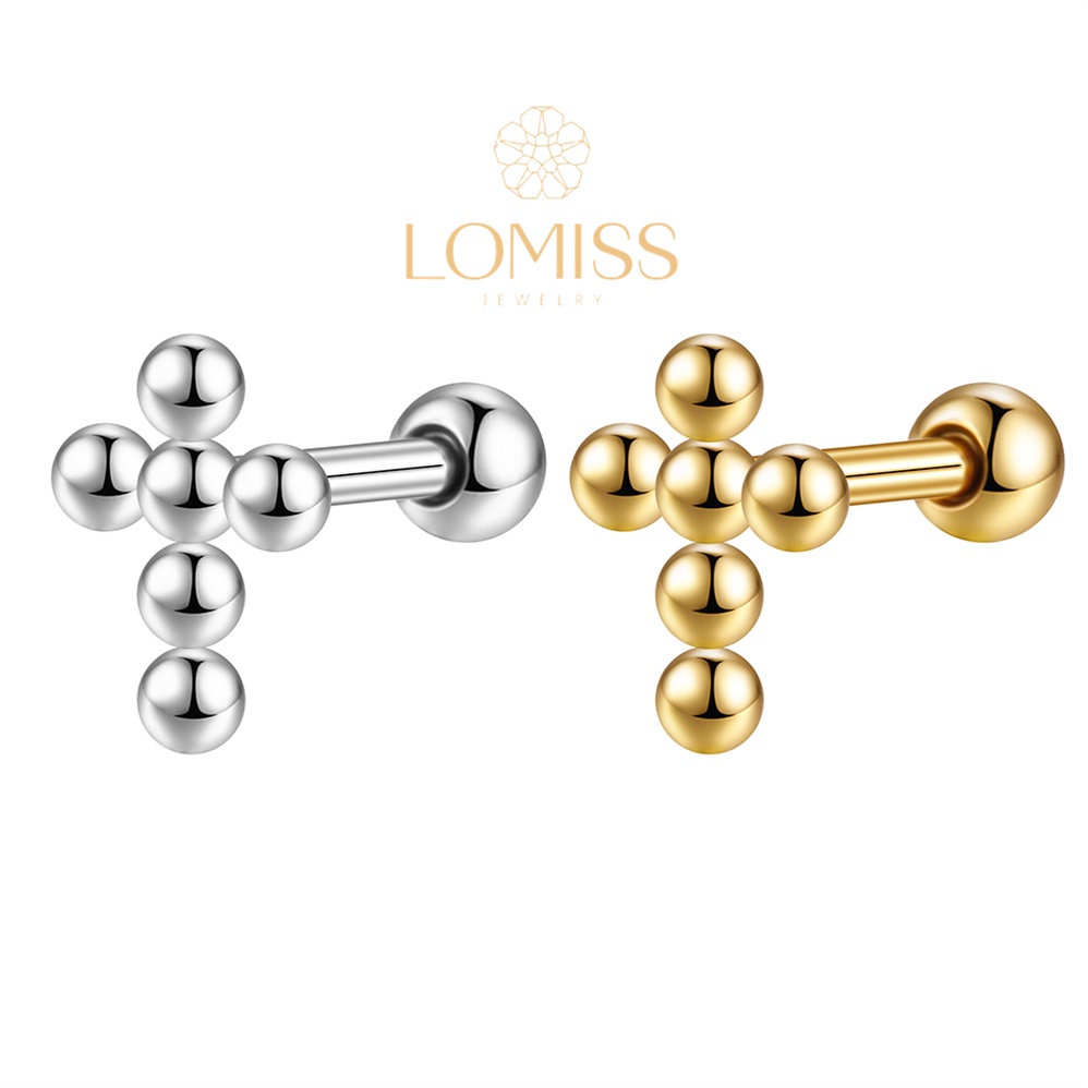 Piercing Helix Flat Conch Tragus Lóbulo Minibarbell AÇo CirÚrgico Pvd Cruz Lomiss  piercing