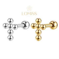 Piercing Helix Flat Conch Tragus Lóbulo Minibarbell AÇo CirÚrgico Pvd Cruz Lomiss piercing
