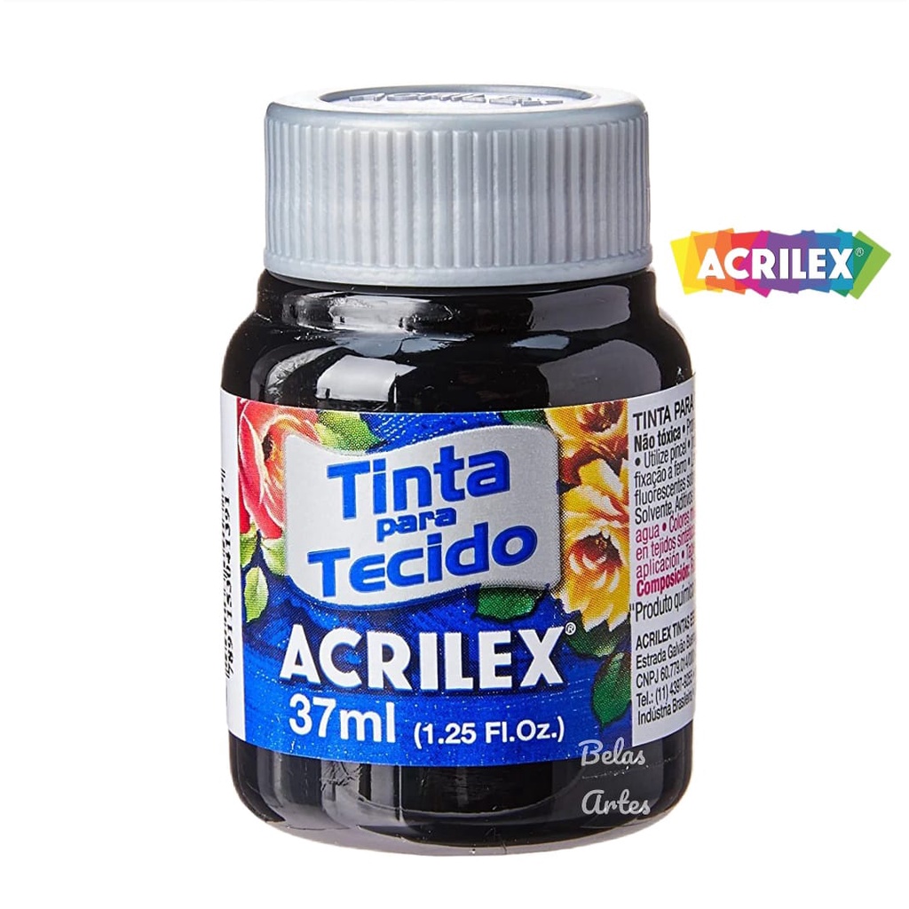 Tinta Tecido Preto / Preta 37ml - Acrilex em Oferta na Shopee