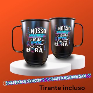 Caneca personalizada alumínio 500ml - Caneca com tirante