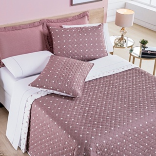 Cobre Leito Solteiro Casal Queen King Dupla Face Grid Poa Blogueira em Oferta na Shopee