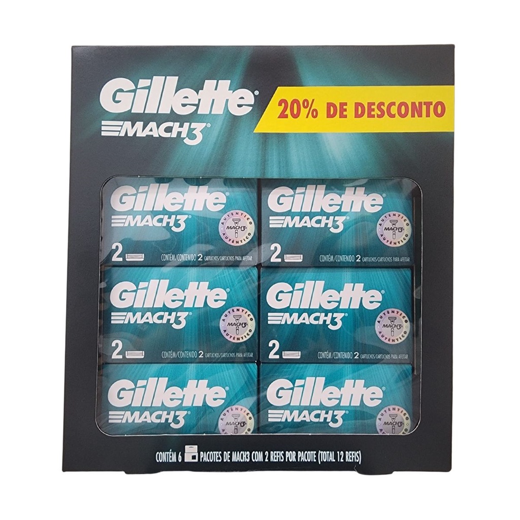 Kit 6 Carga Para Aparelho de Barbear Gillette Mach3 Com 2 Refis Cada