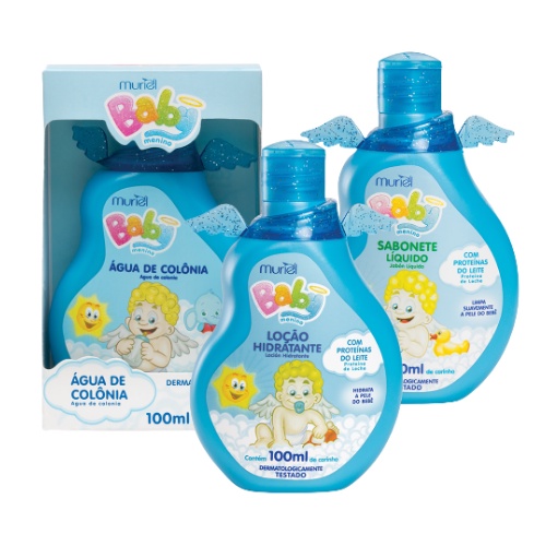 Kit Sabonete Líquido + loção hidratante + colônia infantil Muriel Baby 100ml Menino