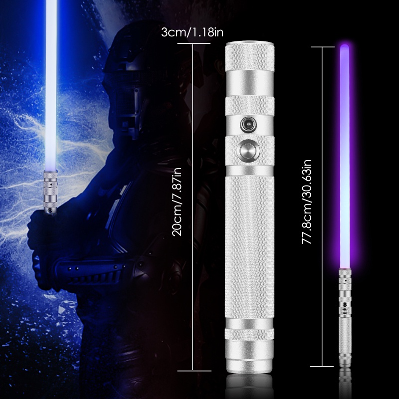 RGB Lightsaber 7 Cores Espada De Luz Variável Cabo Metálico Laser Com Efeito Sonoro De Batida Carga USB