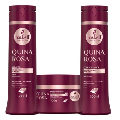 Kit Haskell Quina Rosa Sh. Cond. Masc. 300g - Brilho Intenso e Maciez