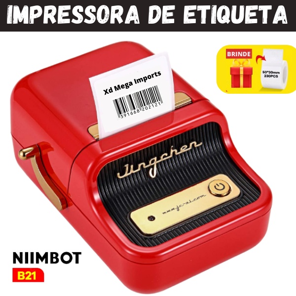 Impressora Etiquetas Térmica Niimbot B21 + 1 rolo de 50x30