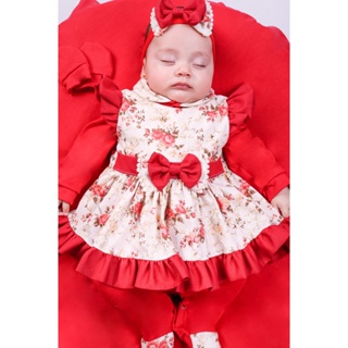 Saída de Maternidade Para Bebe Menina Vermelha Floral Charmosa 05 peças Roupas Para Bebê Salmão em Oferta na Shopee