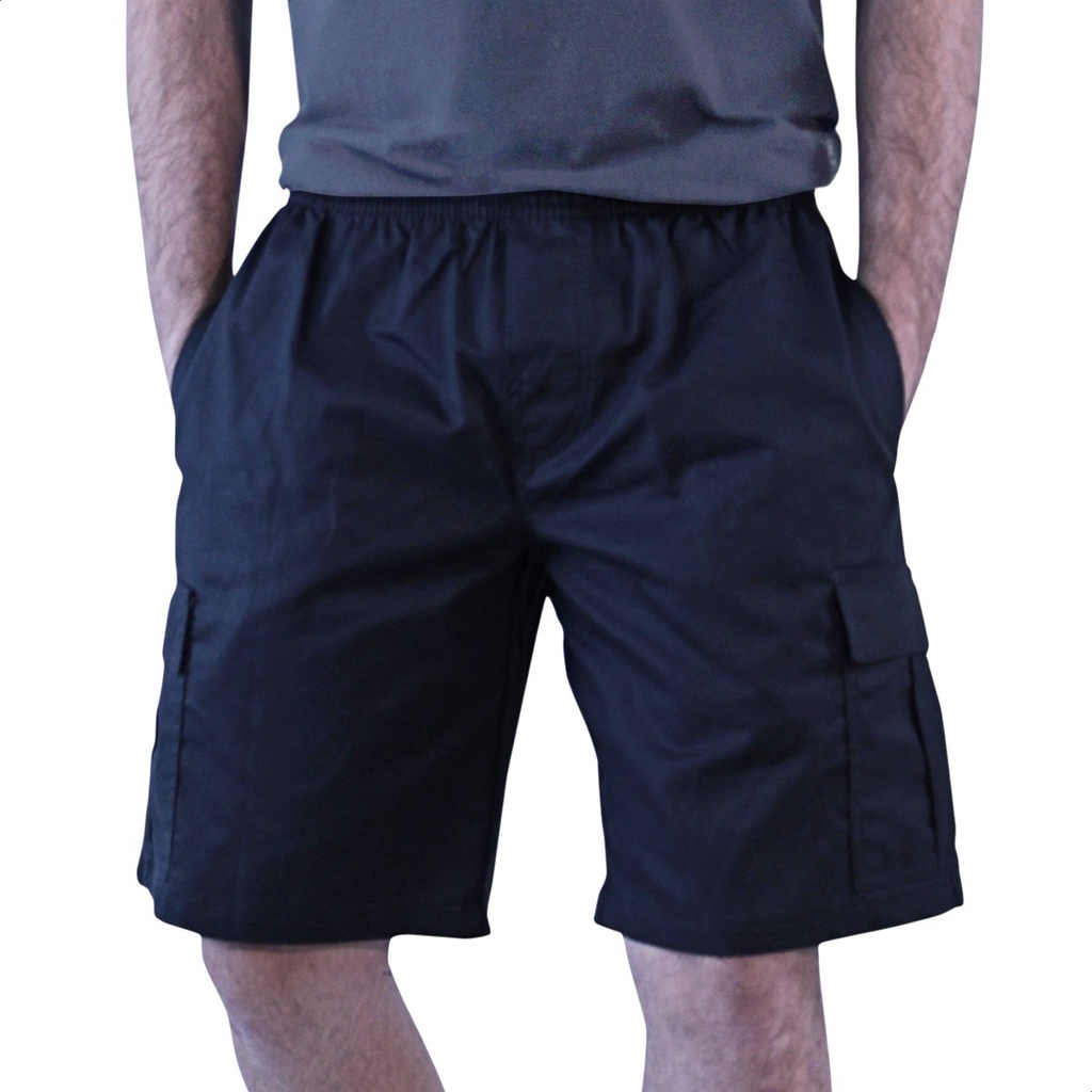 Bermuda Cargo Masculina Brim 5 Bolsos Com Elástico Casual