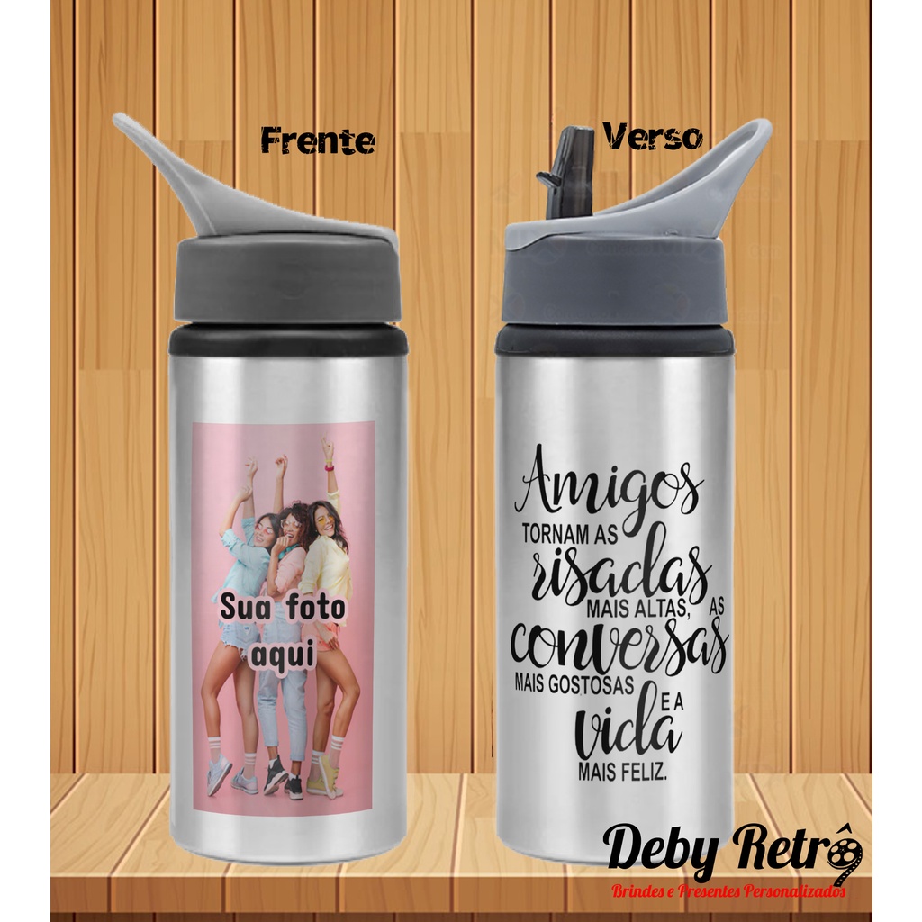 Garrafa Squeeze com foto, Garrafa amigas, garrafa personalizada com foto, garrafa com foto