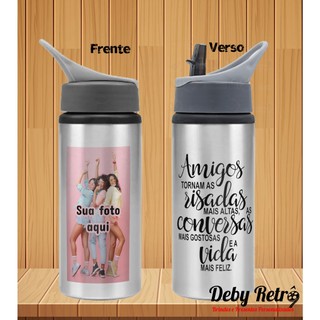 Garrafa Squeeze com foto, Garrafa amigas, garrafa personalizada com foto, garrafa com foto