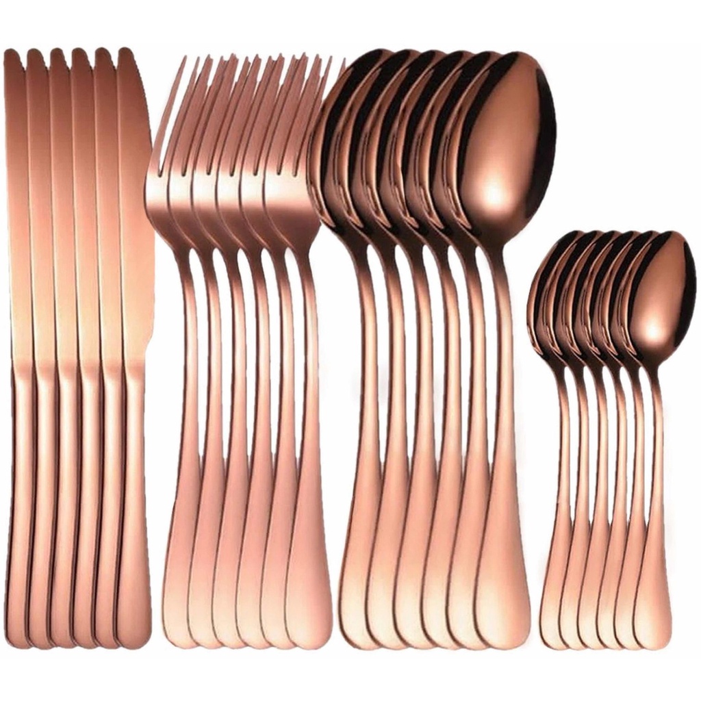 Jogo de Talheres Gourmet Rose Gold   24 Peças Aço Inox em Oferta na Shopee
