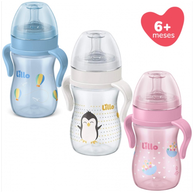 Mamadeira Lillo Evolution com alça 240ml Bico Redondo ( + 6 meses ) em Oferta na Shopee