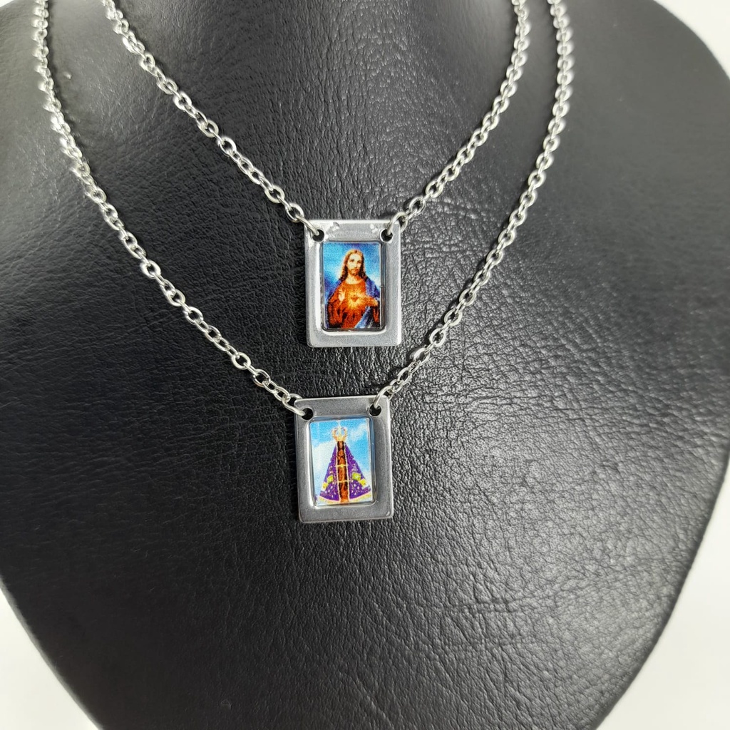 Escapulário Colorido Jesus Cristo Aparecida