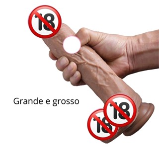 Pênis de borracha grande com ventosa e escroto 18cm prótese peniana dildo
